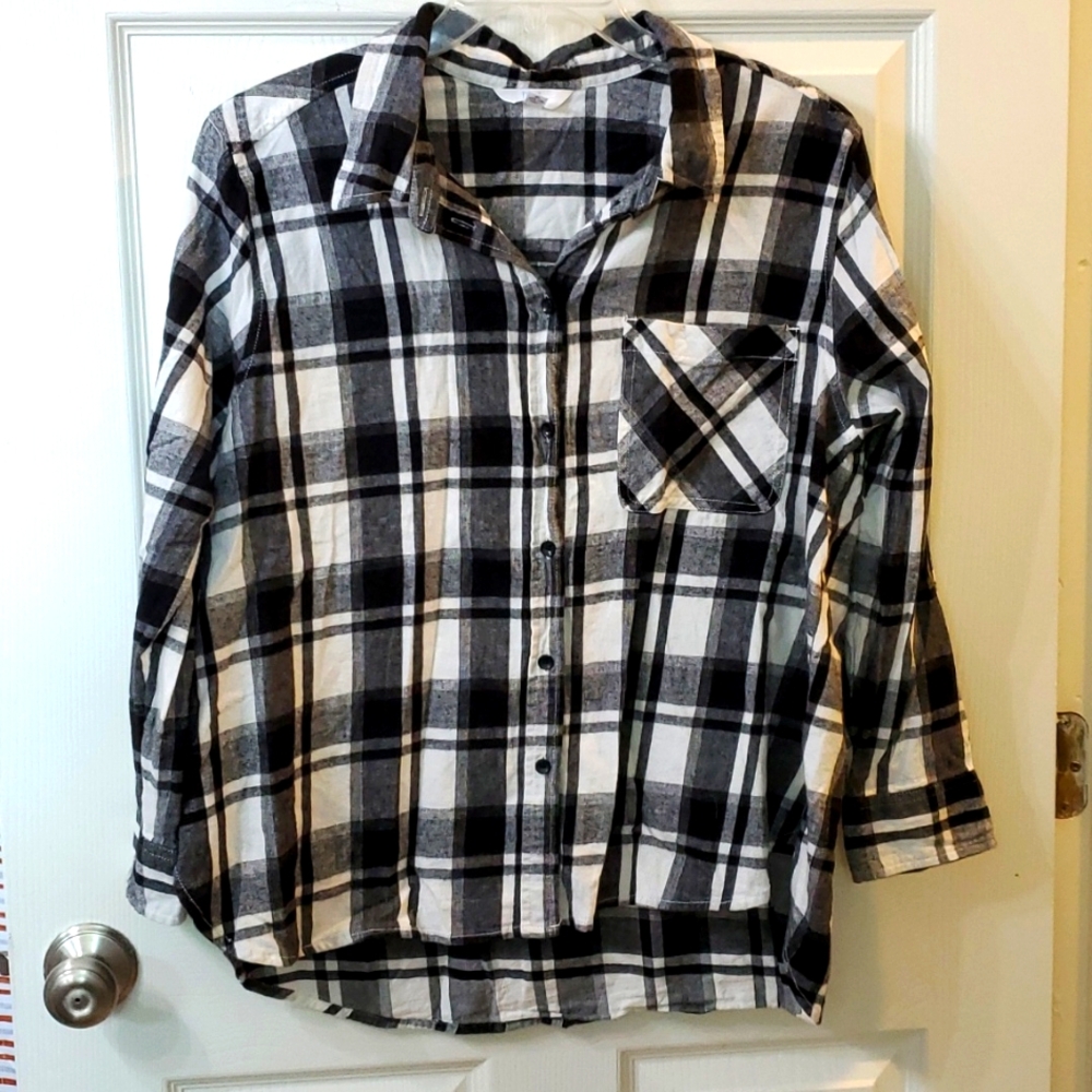 Time n True Black Plaid Flannel Shirt XL